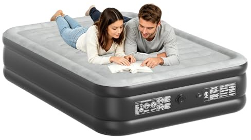 XMTECH Luftbett 2 Personen Luftmatratze Selbstaufblasend mit Integrierter Elektrischer Pumpe, Aufblasbare Matratze für Camping & Gästebett, 195 cm x 152 cm x 46 cm