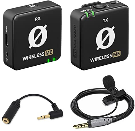 Rode Wireless ME Drahtlos Mikrofon-System + Smartlav Plus Ansteckmkrofon + keepdrum ADP03 TRS-Adapter