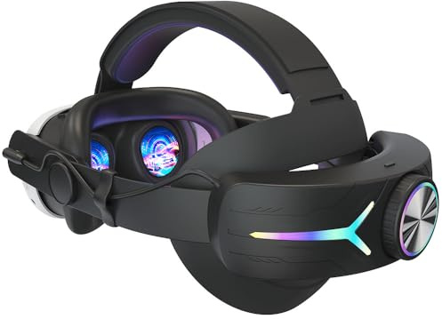 AZURAOKEY Head Strap Compatible with Quest 3 with Extended 8000mah Battery Pack RGB Adjustable VR Lightweight Replacement Strap LED Backlight Head Strap for Meta Quest 3 Headset