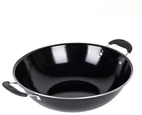 BONOOL Olla de esmalte Wok, cocina antiadherente sin recubrimiento, Cocina de Inducción doméstica, Wok de esmalte especial, estufa de Gas de carbón para sartén de hierro, ollas de cocina