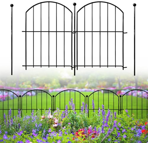 Decorative Garden Fence 17in x18ft, 18 Pack Rustproof Metal No Dig Fence Animal Barrier for Dog, Arched Flower Bed Edging Ornamental Wire Border Panel Fencing for Yard Patio Outdoor Decor