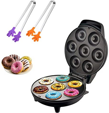 Electric Non-Stick Donut Maker for 7 Small Treats - Create Delicious Mini Doughnuts with Ease - Ideal for Kids' Fun Decorating and Icing