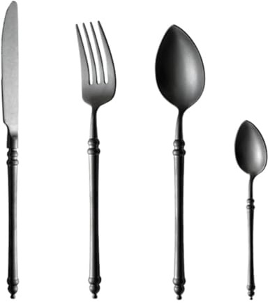 Rieort Ensemble d'argenterie en Acier Inoxydable, Couteau, Fourchette, cuillère, Couverts, fourchettes à dîner réutilisables, Service de Table de Cuisine Occidentale, 1/3/4 pièces