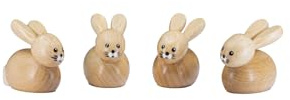 Holzwaren Egermann Dekoholzfiguren/Osterdekoration - Hase Natur klein - Anzahl: 4 Stück - Größe: ca. 3 cm - Made in Germany