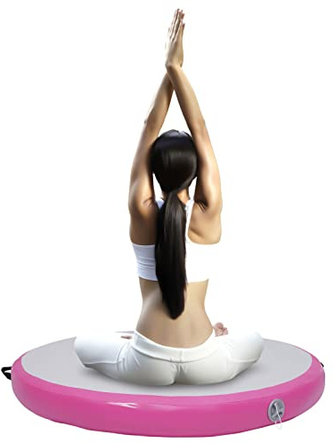 OUKANING Aufblasbare Yogamatte 100X20cm, Tumbling Matte Mit Luftpumpe, Turnmatte Rund Für Zuhause, Gym, Fitness, Schnelles Aufblasen, Verdicktem Gebürstetem PVC