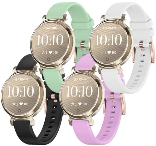 Miimall [4 Stück Ersatzarmband kompatibel mit Garmin Lily2 Armband Sport,Weiche Silikon Armbänder, Hautfreundlich und Atmungsaktiv Sport Ersatz Band Strap für Garmin Lily 2 Uhrenarmband