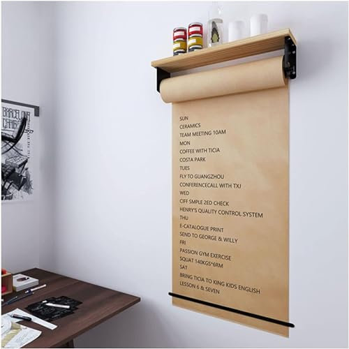 Kraftpapierrollen-Display für Erwachsene/Kinder mit Holzregal und Haftnotizspend-Display für Erwachsene/Kinder mit Holzregal und Haftnotizspender und -schneider zur Wandmontage (40 cm breit)