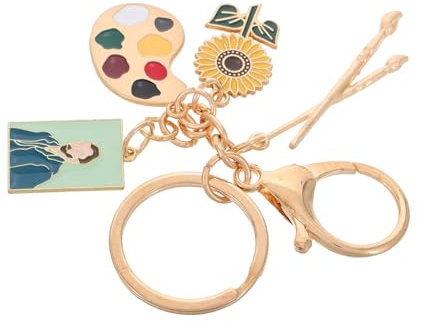 Sosoport Artist Palette Keyring with Paintbrush Charm Creative Art Palette Keychain for Painters and Art Teachers Outdoor Travel Bag Pendant