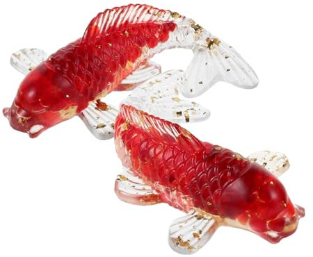 Vaguelly 2piezas Adornos De Cristal De Carpa Figuras De Peces Koi para Decoración De Escritorio Estatuas De Animales Miniatura Adornos De Peces Dorados Suerte