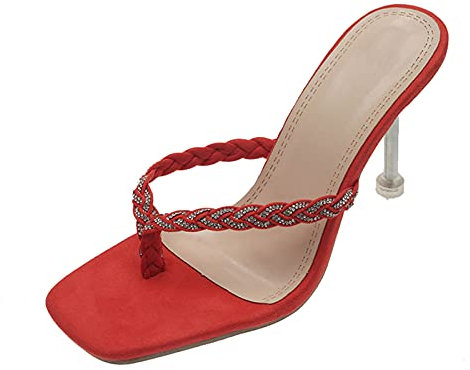 Gadget Chaussures pour femme, pantoufles d'hiver et tongs pour femme, talons hauts, chaussures pour femme, baskets à plateforme, Orange, 42 EU