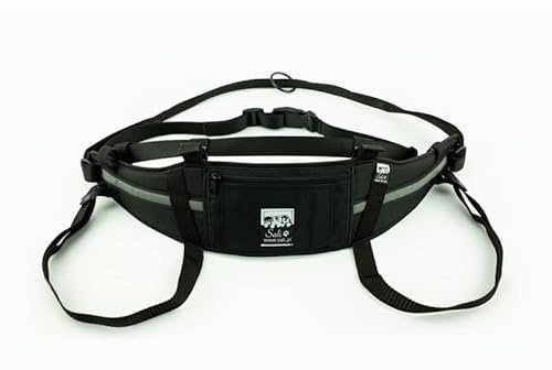Sali Kuristo Belt Schwarz Hüftgürtel Canicross Skijöring Dogtrekking (S/M)