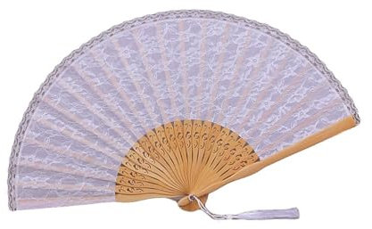 NTIYOU Folding Fan Chinese Folding Fan Lace Folding Handheld Fan Embroidered Hand Fan with for Wedding Decoration Dancing Party Gift Hand fans(Blanc)
