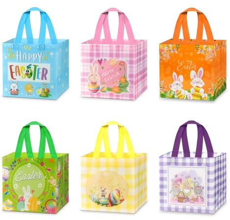Etopgo Ostertüten Tragetaschen, 6 Stück Ostertüten zum Befüllen, Wiederverwendbare Geschenktüten Ostern, Multifunktionale Non-Woven Ostertaschen Für die Ostereiersuche, Partys, Geschenke