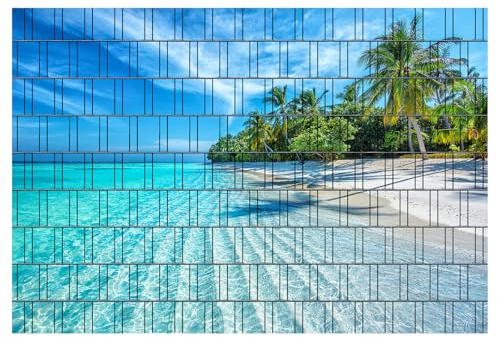 Perfect Zaunsichtschutz Panorama - Motiv Beach1 - Sichtschutz für den Garten - 2,50 x 1,80 x 0,19 m - 9 Streifen