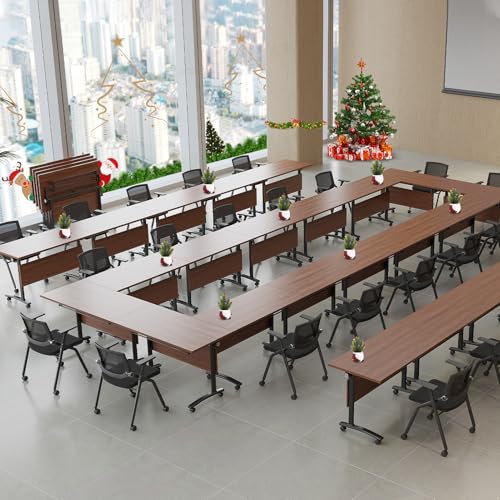 Junpllvic 6 Fuß Konferenztisch für 6–8 Personen, 70,9 Zoll rechteckiger, zusammenklappbarer mobiler Schulungsseminartisch, Geschäftsmöbel-Konferenztisch für Büro-Besprechungs- und Konferenzräume