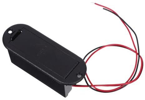 SHINEOFI Estuche Portapilas Profesional para Batería de 9 V con Cable de Conexión, Diseño Compacto de Plástico Negro para Guitarra Eléctrica