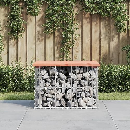 GCHDHAPB Home-Outdoor Sitzgelegenheit, Outdoor-Bänke, Gartenbank, Gabionen-Design, 63 x 44 x 42 cm, Massivholz, Douglas