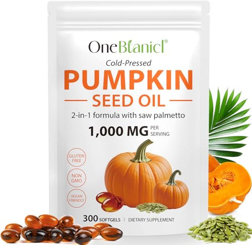 300PCS Pumpkins Seed Oil Capsules,Pumpkin&Seed Oil 2 in 1 for Hair Growth, Cold Pressed, Supports Hair, Heart, Skin Supplement,Pumpkins Seed Extract Powder,PumpkinSeed Herbal Supplement