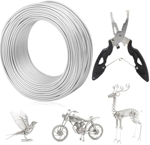 Aluminiumdraht Silberner Draht zum Basteln - 65 Ft/ 20m Modellierdraht Weich für DIY Schmuck/ 2mm Dick Basteldraht Aluminiumdraht Schmuckdraht mit Schneidzange/Aluminiumdraht für Basteln Dekoteile