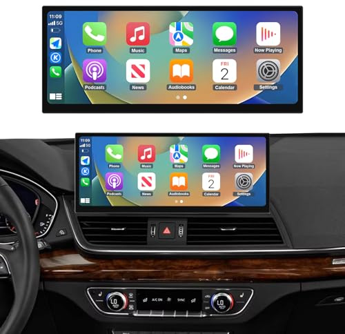 Ninetom Autoradio 12,3 Pouces, Apple CarPlay/Android Auto/Mirrorlink/GPS pour Audi Q5 2018-2019 avec système MIB, Compatible Mirrorlink, Appareil Photo, Navigation, Siri et Musique