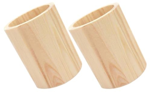 Gatuida 2 Stück Holz Stiftehalter Geometrischer Organizer für Schreibtisch für Büro und Schule Stabiler Pinselhalter aus Langlebigem Holz Multifunktional als Blumenpot für Kleine Pflanzen