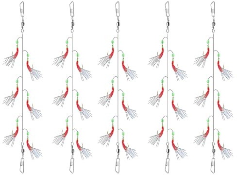 30 Pièces Bas de Ligne, Appâts Bioniques avec Perles Lumineuses Leurre Peche Appâts Accessoires Hameçons Leurre de Pêche en Mer Combinaisons Mixtes pour Maquereau Lieu Jaune Hareng Douce Eau salée