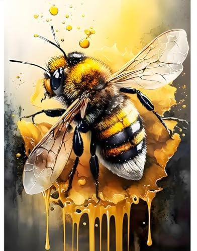 DPIDEA Diamond Painting Bee, Diamond Art Kits for Adults Bee DIY 5D Diamond Art Full Drill for Home Wall Decor 30x40cm