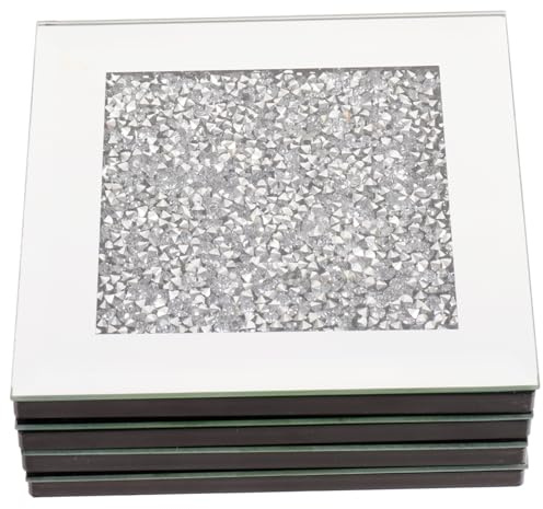 Mipcase 4 Piezas Posavasos de Cuadrados con Incrustaciones de Rhinestone de Unidades para Decoración de Mesa Hogar y Oficina Resistentes y Elegantes para Proteger Superficies de Bebidas