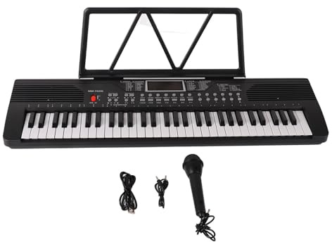 Vvikizy Piano con Teclado Eléctrico, Piano Electrónico Portátil de 61 Teclas con Altavoces Duales y Tecnología de Reducción de Ruido, para Principiantes, Adultos y Niños