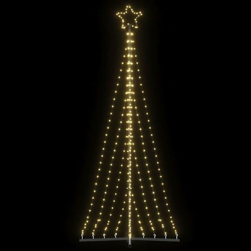 ACAGALA LED Tannenbaum Outdoor mit Stern 447 LEDs Weihnachtsbaum Metall Kegelform, Lichterbaum 250 cm, 8 Modi, Warmweiß, Weihnachtsdekoration für draußen