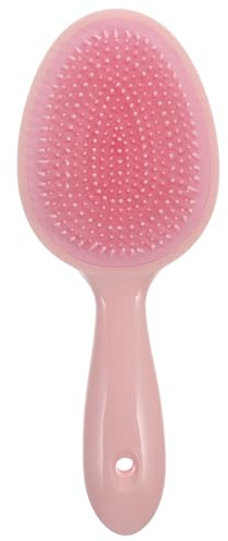 STOBAZA Brosse à Shampoing Exfoliante Cuir Chevelu Double Dents, Manche Long, Masseur Capillaire Manuel, en Plastique Rose, Brosse de Massage Portable pour Soins Bain et Nettoyage du Cuir