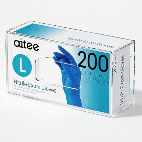 AITEE Acryl Handschuhhalter für 1 Boxen, Wandhalterung für Handschuhe | Transparenter magnetischer Handschuhspender für Einmalhandschuhe mit Montagezubehör für Labor, Garage, Küche und Bad