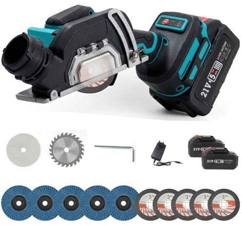 Mini Akku Winkelschleifer Set Kompatibel mit Maa-kita 18V Akku, Bürstenloser Winkelschleifer Klein mit 2 x 3000-mAh-Akkus,19500RPM Trennschleifer für Metall,Fliesen,Kunststoff