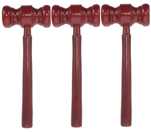 VICASKY 3 Stück Holz Richterhammer Leichter Kleiner Holzhammer für Rollenspiel Zubehör Kindgerechtes Hammerspielzeug der Feinmotorik