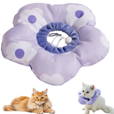 BSITSSS Mjuk kattkrage, blomma kattkrage, justerbar kattkrage mot slickning för katt mot slickning efter operation, kattkrage för djur
