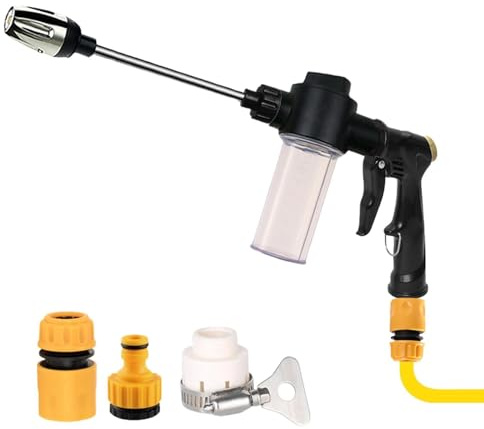 a presión portátil, pulverizador de agua de mano, diseño ergonómico con boquilla ajustable de 360 grados para manguera de jardín, limpieza de alta presión, coche, patio, balcón, garaje