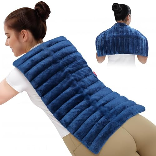 Comfytemp Large Microwavable Moist Heating Pad for Back & Body, 12 x 22 | 3.6lb Weighted Moist Wheat Bag for Back, Abdomen, Neck and Shoulders, Full Body Warm Compress for Men, Women and Seniors