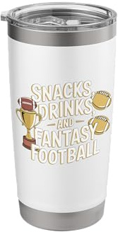 Snacks, Getränke und Fantasy-Fußball, lustig, für Damen und Herren Doppelwandiger Edelstahl-Thermobecher