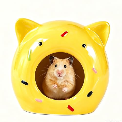 CHUANFU hamstergömställe i keramik, donutformad hamsterhus och livsmiljö