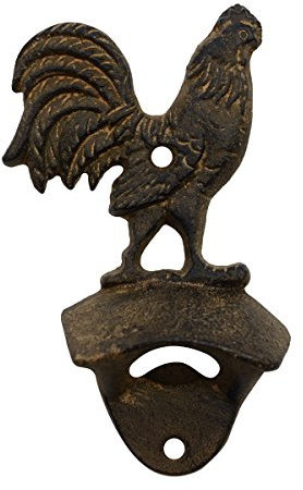 Treasure Gurus Cast Iron Wall Mount Rooster Beer/Soda Bottle Opener Rustic Home Bar Decor