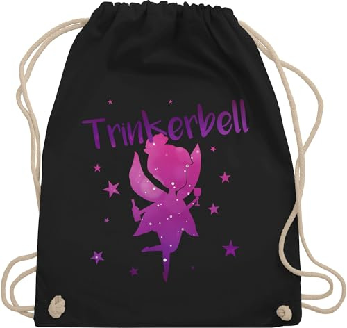 Turnbeutel Rucksack - JGA Junggesellenabschied Frauen - Trinkerbell I Alkohol Fee Trinkerbelle I Trinker Bell Fee - Unisize - Schwarz - taschen karneval brauttaschen bachelorette party feen beutel