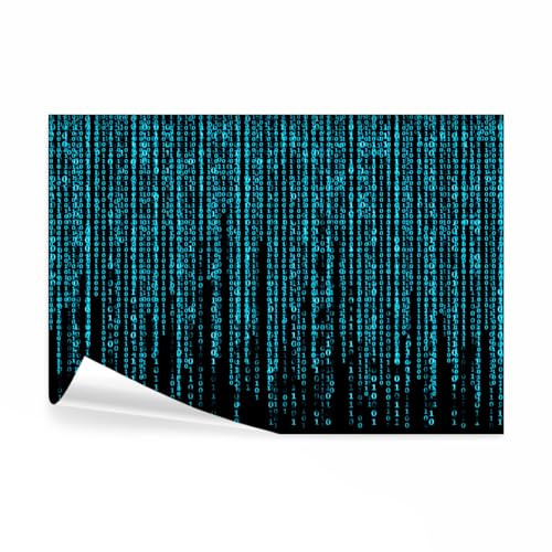 decomonkey Fototapete selbstklebend Matrix, 343x256 cm, XXL, Daten Code | Regen, schwarz, blau, Selbstklebende, Tapeten, Wand, Fototapeten, Tapete, Wandtapete, klebend, Klebefolie