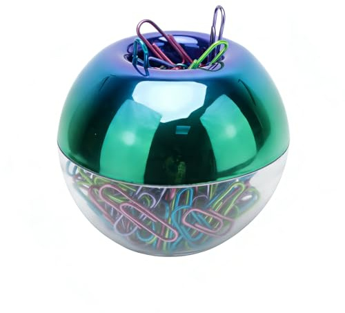 NatSumeBasics Büroklammer-Halter, regenbogenfarben, magnetischer Büroklammer-Spender mit 100 bunten Büroklammern für Schreibtisch, Büro, Schule, Zuhause, Organizer, Zubehör (Regenbogen)