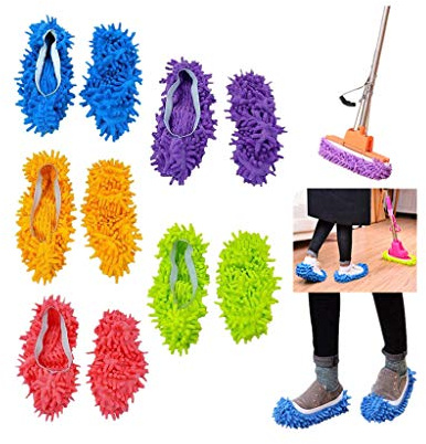 5 pares de pantuflas de trapeador de suelo de microfibra para mopa de polvo, zapatillas para zapatos, cubierta de oficina, casa, polvo, suciedad y cabello, calcetines para pies