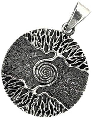 Kiss of Leather Anhänger Lebensbaum mit Spirale aus 925 Sterling Silber Nr. 18