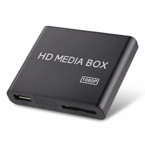 Topiky 1080p HD Media Player, VGA Heimkino Media Player Box Unterstützung MMC RMVB MP3 AVI MKV mit Fernbedienung Unterstützt SD Karten und USB Geräte(EU)