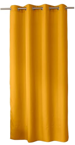 ED ENJOY HOME Decorative Curtain with Silver Eyelets 140 x 240 cm, Mustard Yellow, 100% Polyester, Satin, Basic Collection