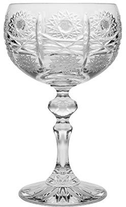 Barski Champagne Glasses - Flute - Saucer - Belle Coupe - Set of 6 Glasses - Hand Cut Crystal - Beautifully Designed - Each Glass is 7 oz Made in Europe