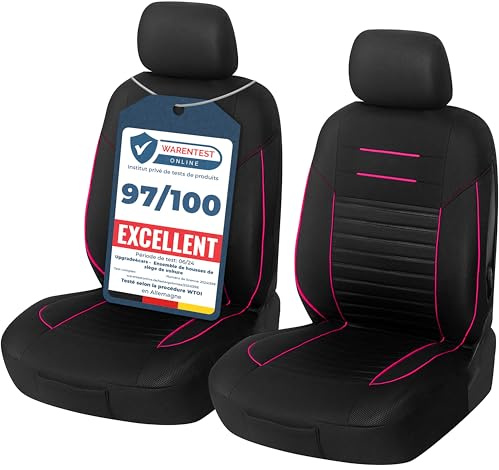 Upgrade4cars Autositzbezüge Vordersitze Schwarz Pink Rosa Universal | Auto-Schonbezüge für Fahrersitz & Beifahrer | passend für die meisten Fahrzeuge | für Sommer & Winter