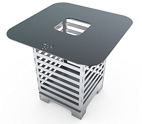tuning-art FK11 Feuertonne Grill-Set | Feuerkorb Steckbar + Feuerplatte | Grillplatte, Größe:Modern + Grillplatte